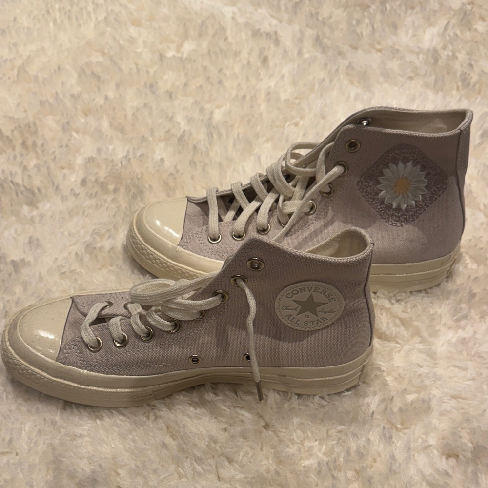 Converse Gray and Cream High-Top Sneakers